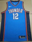 NBA 12 Adams OkC Thunder 19-20 Season Maillot bleu imprimé